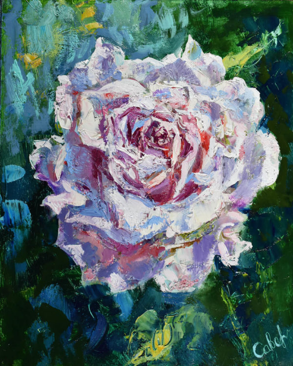 Rose Painting Original Art Flower White Artwork
