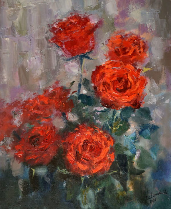 Red Roses Original Art Canvas Painting