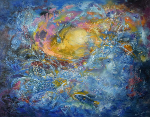 Fantasy Painting Mystical Original Art Elements Water Air Earth Fire