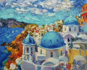 Greece Santorini Painting Cityscape Original Art