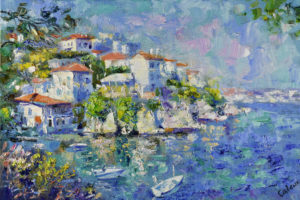 Greece Skiathos Painting Island Landscape Artwork Impressionism