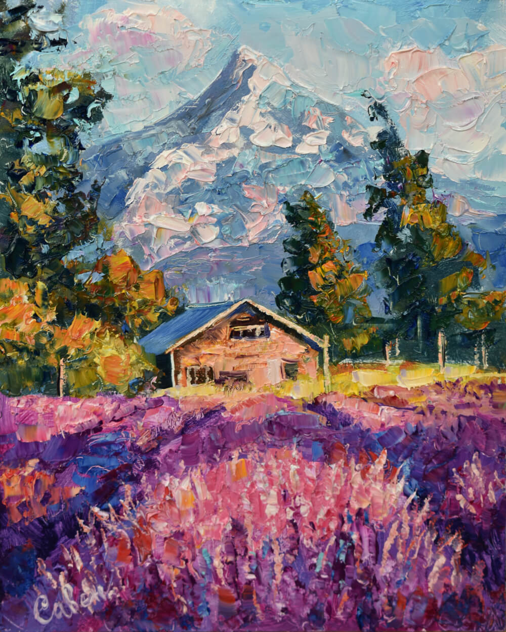 Lavender Field Mount Hood in Oregon
