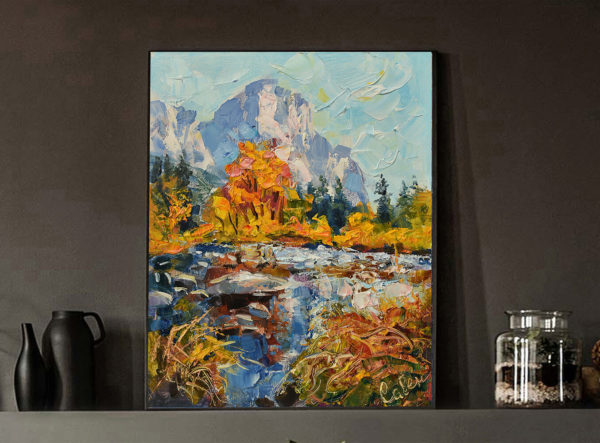 Yosemite Teton Painting National Park in Autumn Artwork