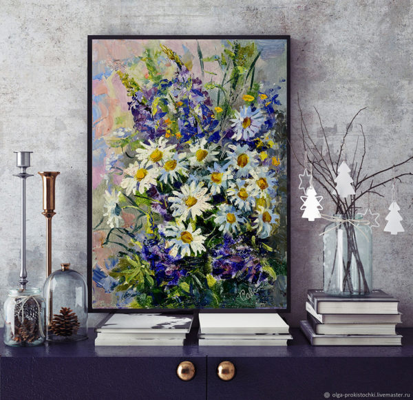 Flower Painting Daisy Original Art Bouquet