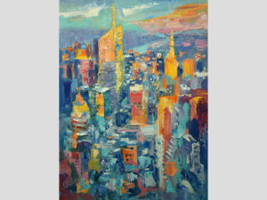 New York Painting City Sunset Artwork Original Art Cityscape