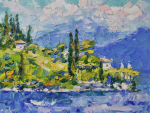 Italy Landscape Painting Lake Como Original Art