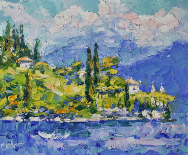 Italy Landscape Painting Lake Como Original Art