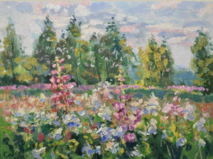 Meadow Summer Painting Blooming Wildflower Original Art
