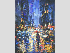 New York Rainy NYC Painting Street City Original Art NYC
