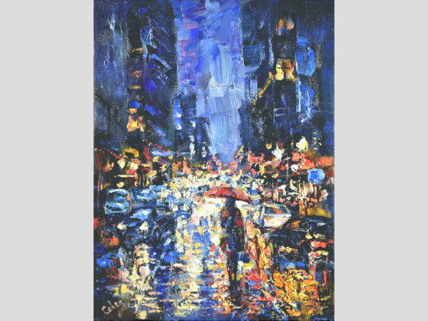New York Rainy NYC Painting Street City Original Art NYC