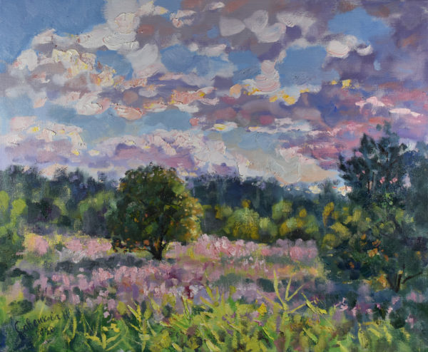 Evening Landscape Summer Original Art Canvas Impressionism