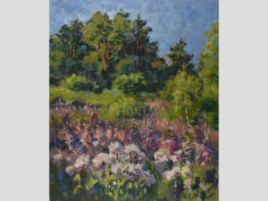 Morning Landscape Original Art Summer Impressionism Thistle Blooming