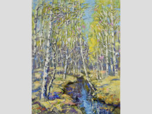Spring Painting Landscape Original Art Plein Air Artwork Impressionist Birch Nature