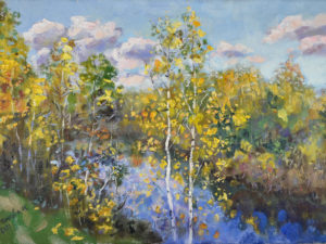 Autumn Landscape Birches Original Art Canvas Impressionism