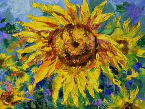 Sunflower Painting Impressionist Original Art Small Oil Flower Artwork Impasto