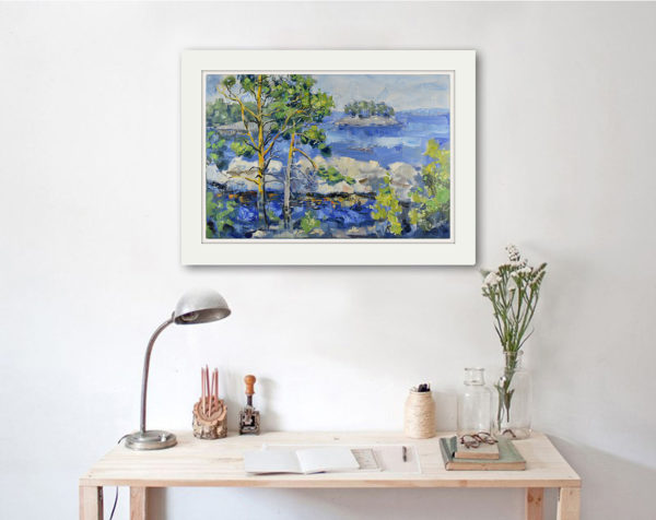 Lake Painting Island Landscape Ladoga Skerries Karelia Impressionism Artwork
