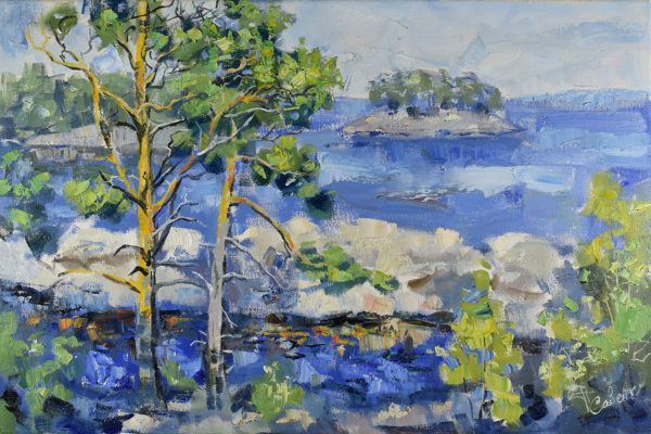 Lake Painting Island Landscape Ladoga Skerries Karelia Impressionism Artwork