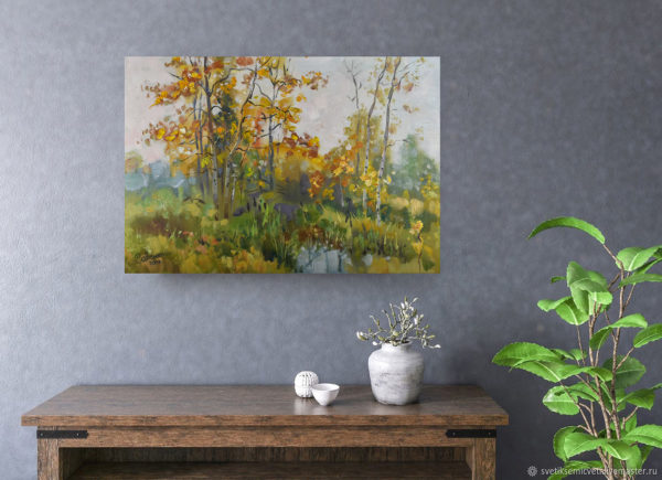 Autumn Painting Landscape Impressionism Original Art Tree Nature