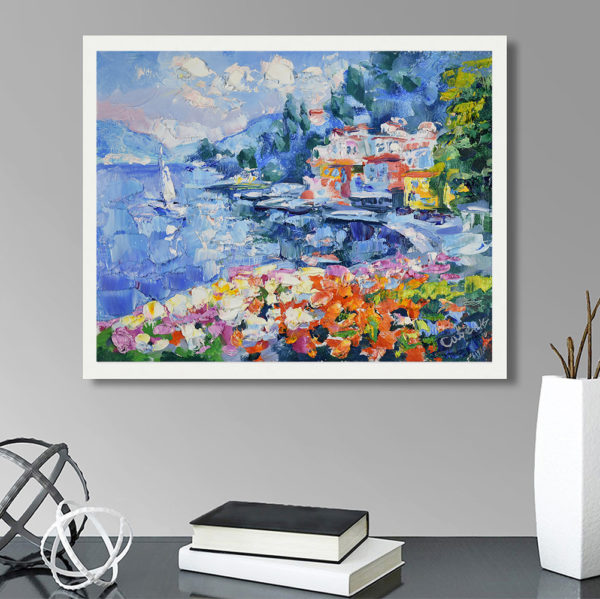 Italy Painting Lake Como Impressionism Art Landscape Italian