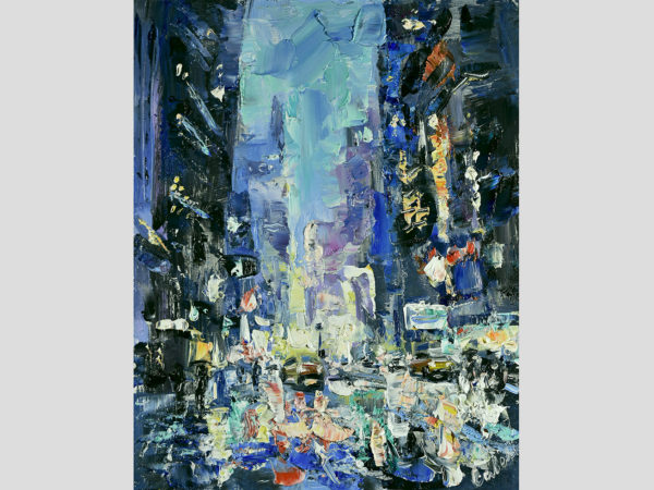 New York Painting Night City Original Artwork Impressionism Urban Landscape