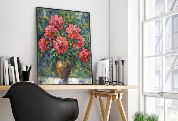 Peonies Painting Flower Original Art Bouquet Impressionism Canvas