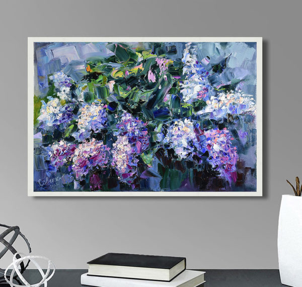 Lilac Painting Flower Original Art Floral Artwork Oil Canvas