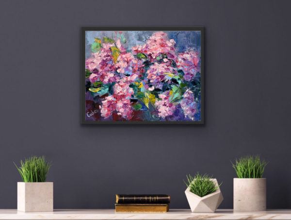 Lilac Painting Flower Original Art Bouquet Artwork Impasto Floral Impressionism