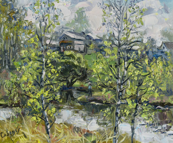 Birch Painting Spring Artwork Landscape Oil Impressionism Plein Air