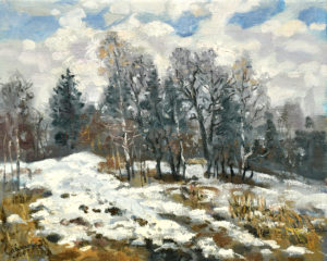 Snow Painting Nature Landscape Last Snow Impressionism