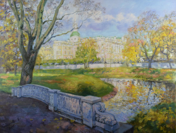 Petersburg Painting Cityscape Original Art Mikhailovsky Garden Impressionism