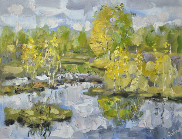 Spring Painting Landscape Nature Original Art Lake Birch Plein Air