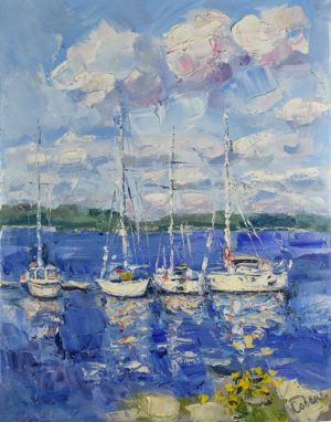 Sailboat Painting Yacht Landscape Original Art Impressionism