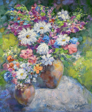 Flowers Painting Canvas Oil Impressionism Floral Original Art Impasto