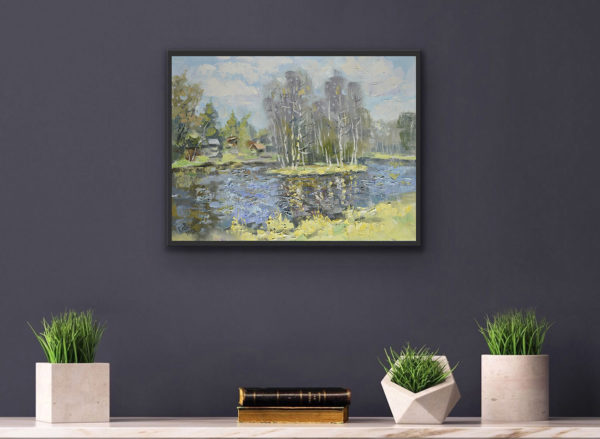 Spring Painting Nature Landscape River Original Artwork Impressionism