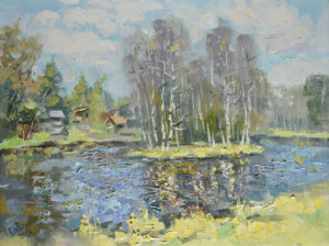 Spring Painting Nature Landscape River Original Artwork Impressionism