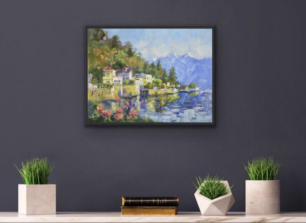 Italy Painting Lake Como Original Art Landscape Italian