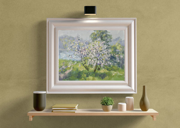 Blooming Apple Painting Trees Original Art Landscape Spring