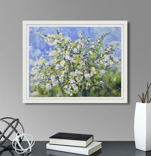 Blooming Apple Tree Painting Spring Landscape Original Art