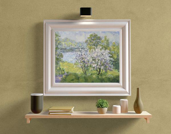 Blooming Tree Painting Apple Landscape Spring Nature Original Art