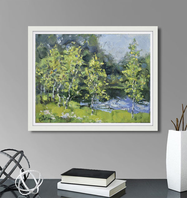 Birch Painting Summer Landscape Nature Impressionism Art