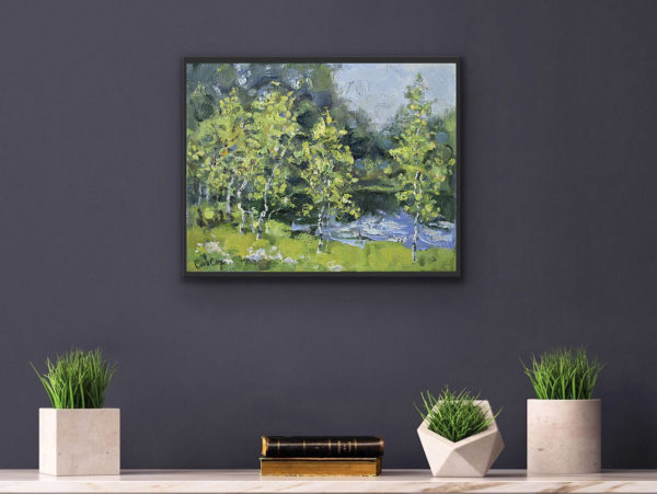 Birch Painting Summer Landscape Nature Impressionism Art