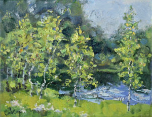 Birch Painting Summer Landscape Nature Impressionism Art