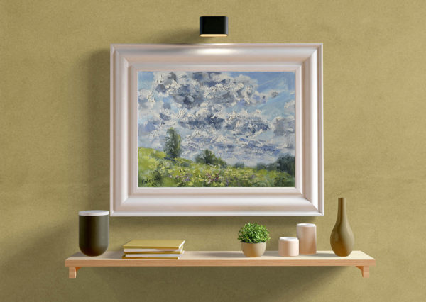 Clouds Painting Field Artwork Nature Landscape Original Art Impressionism