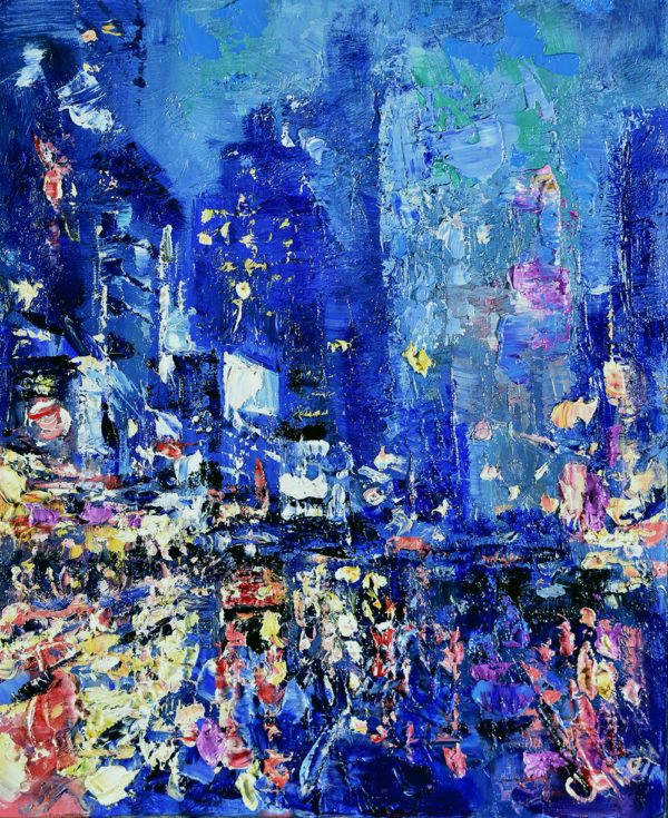 New York Painting Rainy NYC Original Art Night Street City Artwork